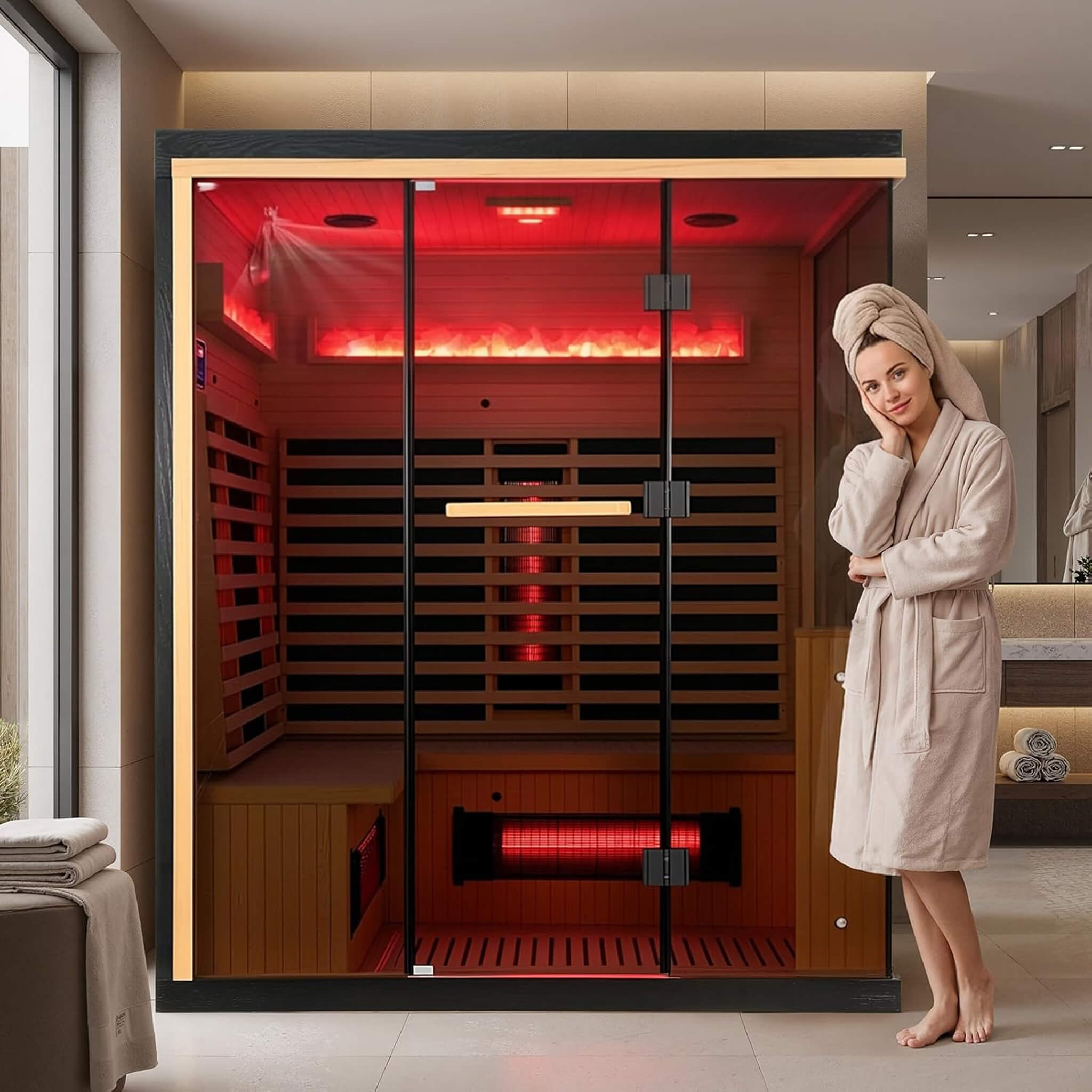 Rövia Ember 4-Person Full-Spectrum Infrared Sauna With Himalayan Salt Panels [Made-To-Order]