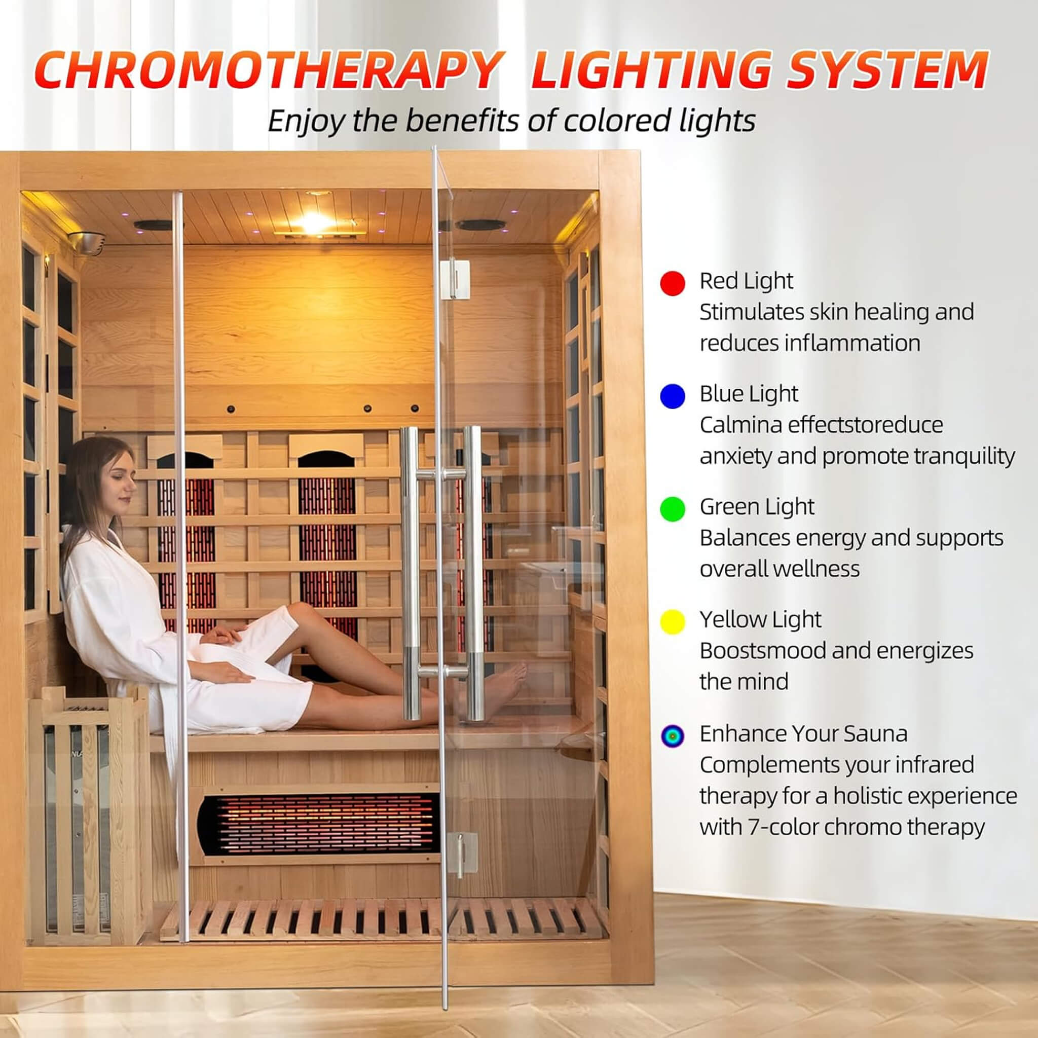 Rövia Aurora 3-Person Indoor Hybrid Sauna Room With Infrared And 4.5KW Steam Heater [Made-To-Order]