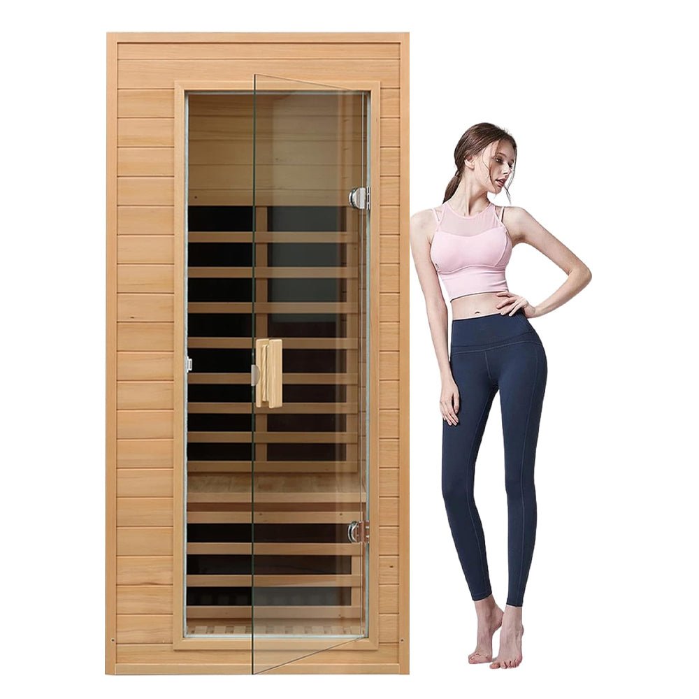 Thermora Elara Premium 1-Person Indoor Low EMF FAR Infrared Heat Hemlock Wood Personal Home Spa Sauna, 1200W