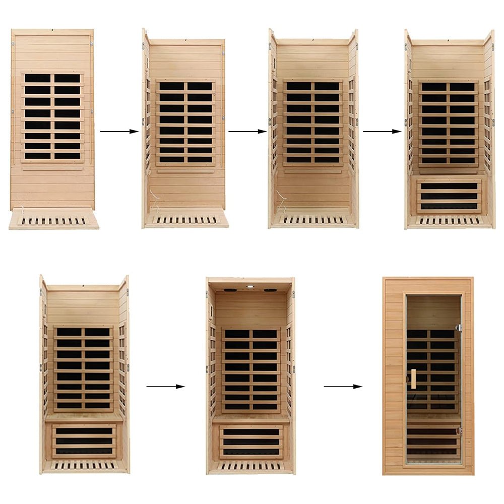 Thermora Elara Premium 1-Person Indoor Low EMF FAR Infrared Heat Hemlock Wood Personal Home Spa Sauna, 1200W