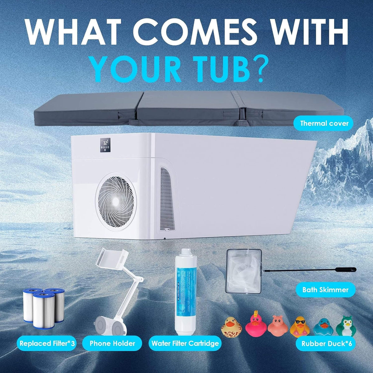 Canadian Spa Company CSC Smart 1-Piece Freestanding Full-Body All-In-One Cold Plunge Tub With Built-In Water Chiller (SAK56280)
