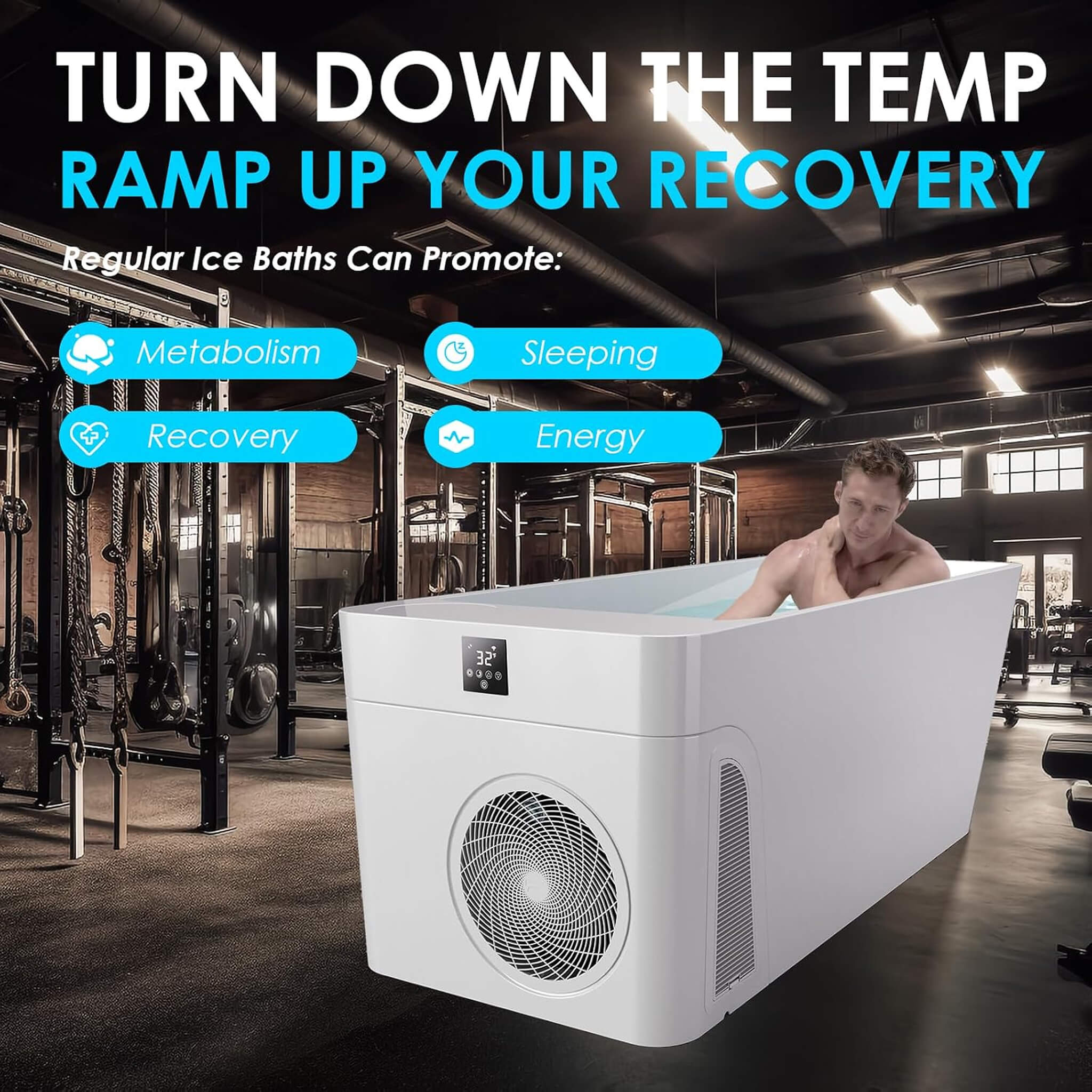 Canadian Spa Company CSC Smart 1-Piece Freestanding Full-Body All-In-One Cold Plunge Tub With Built-In Water Chiller (SAK56280)