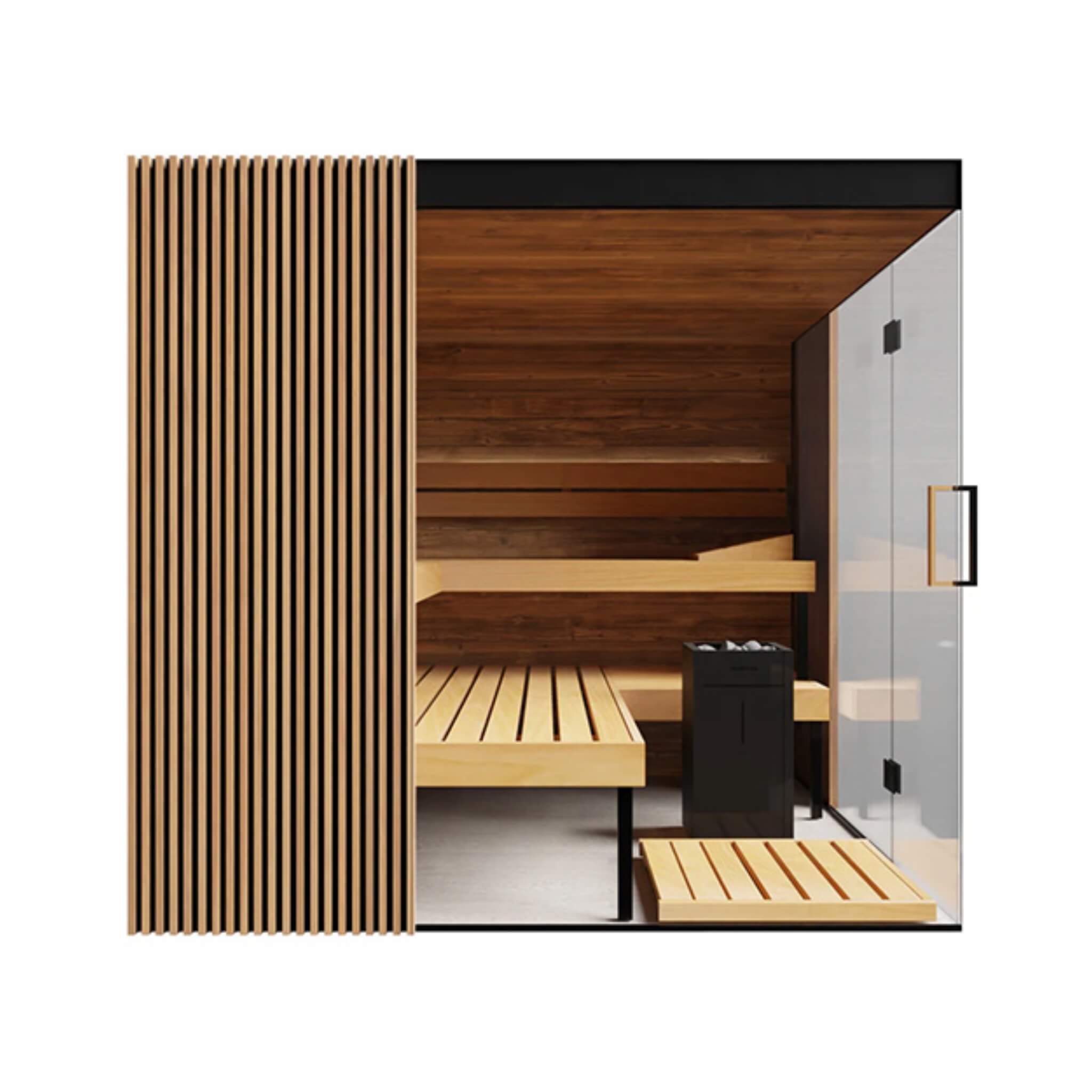 ThermaSol Aalto 4-Person Indoor Semi-Panoramic Glass Sauna Cabin