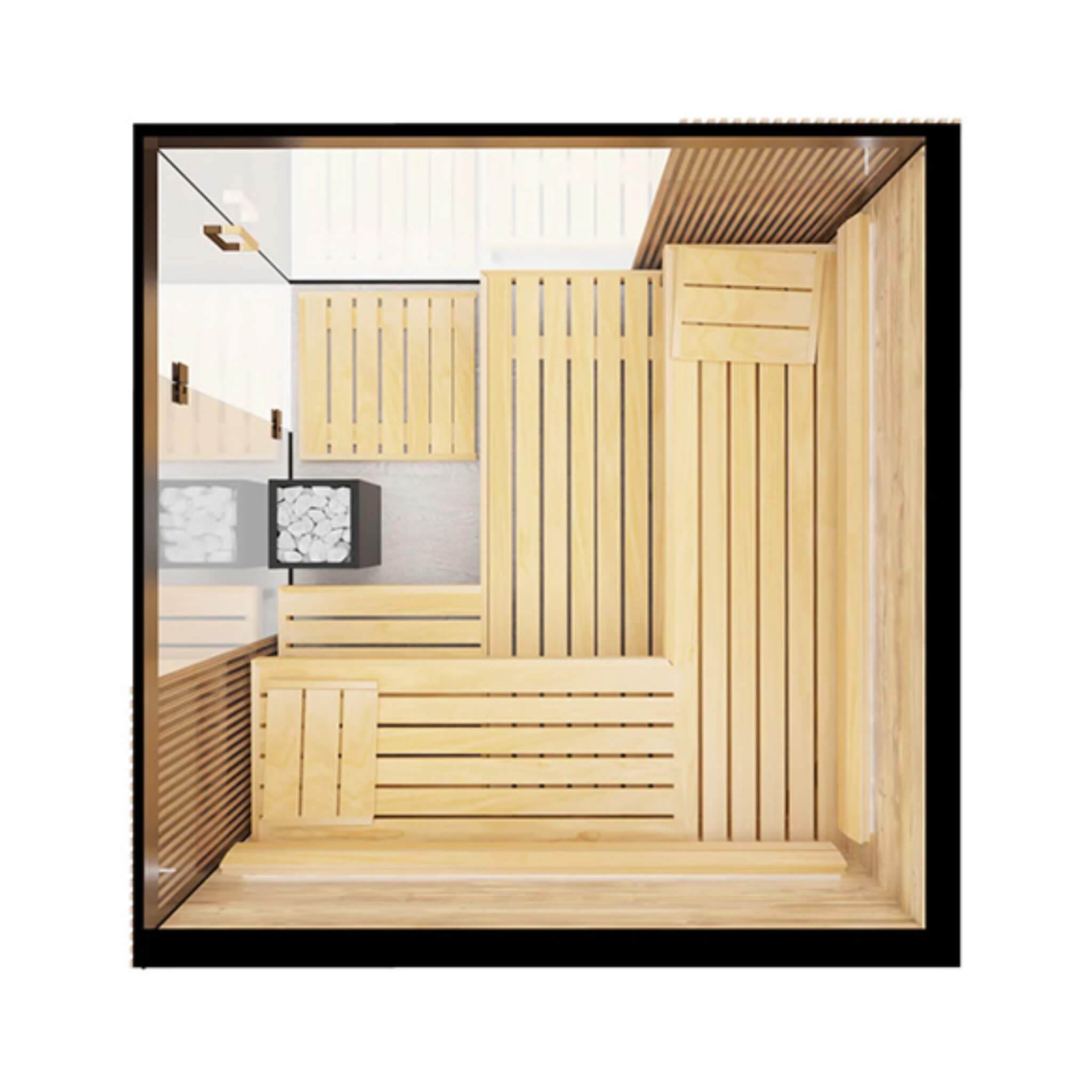ThermaSol Aalto 4-Person Indoor Semi-Panoramic Glass Sauna Cabin