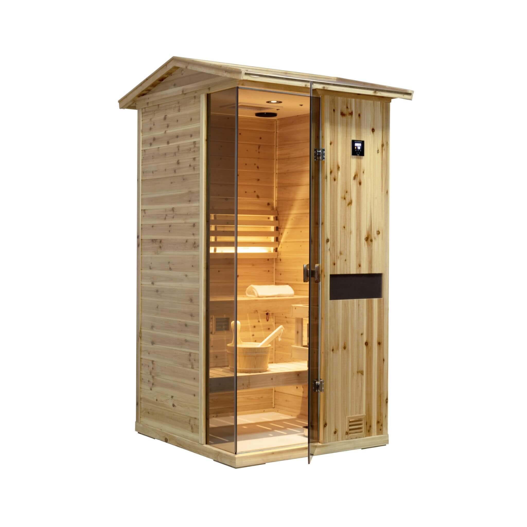Thermora Nova 1-Person Outdoor Weather-Resistant Traditional Wooden Steam Sauna Room