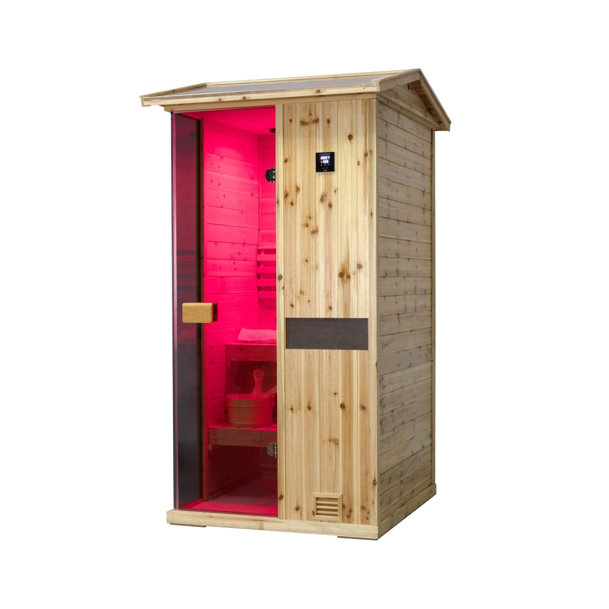 Thermora Nova 1-Person Outdoor Weather-Resistant Traditional Wooden Steam Sauna Room