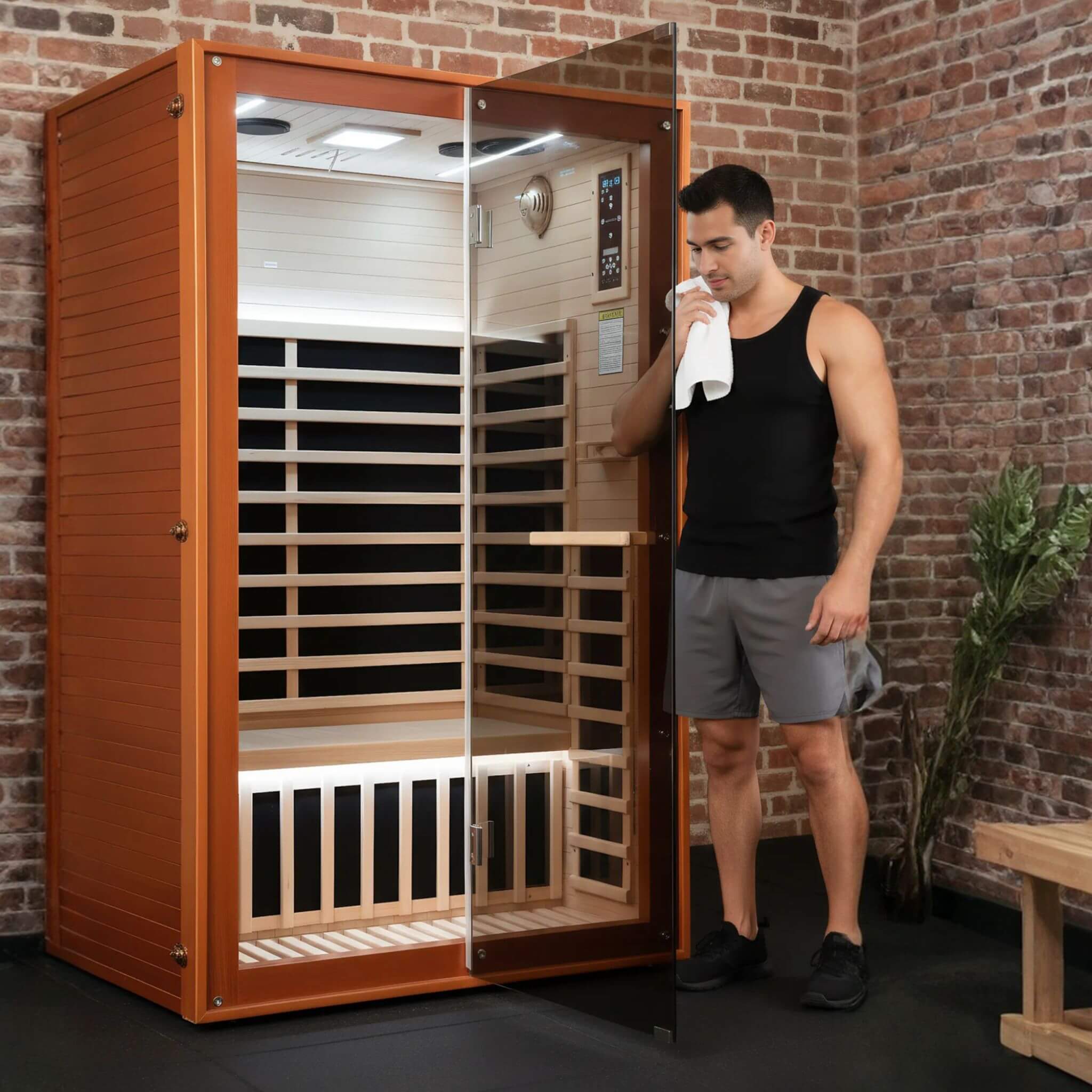 Thermora Fontaine 2-Person Luxury Canadian Hemlock Infrared Sauna With Glass Front