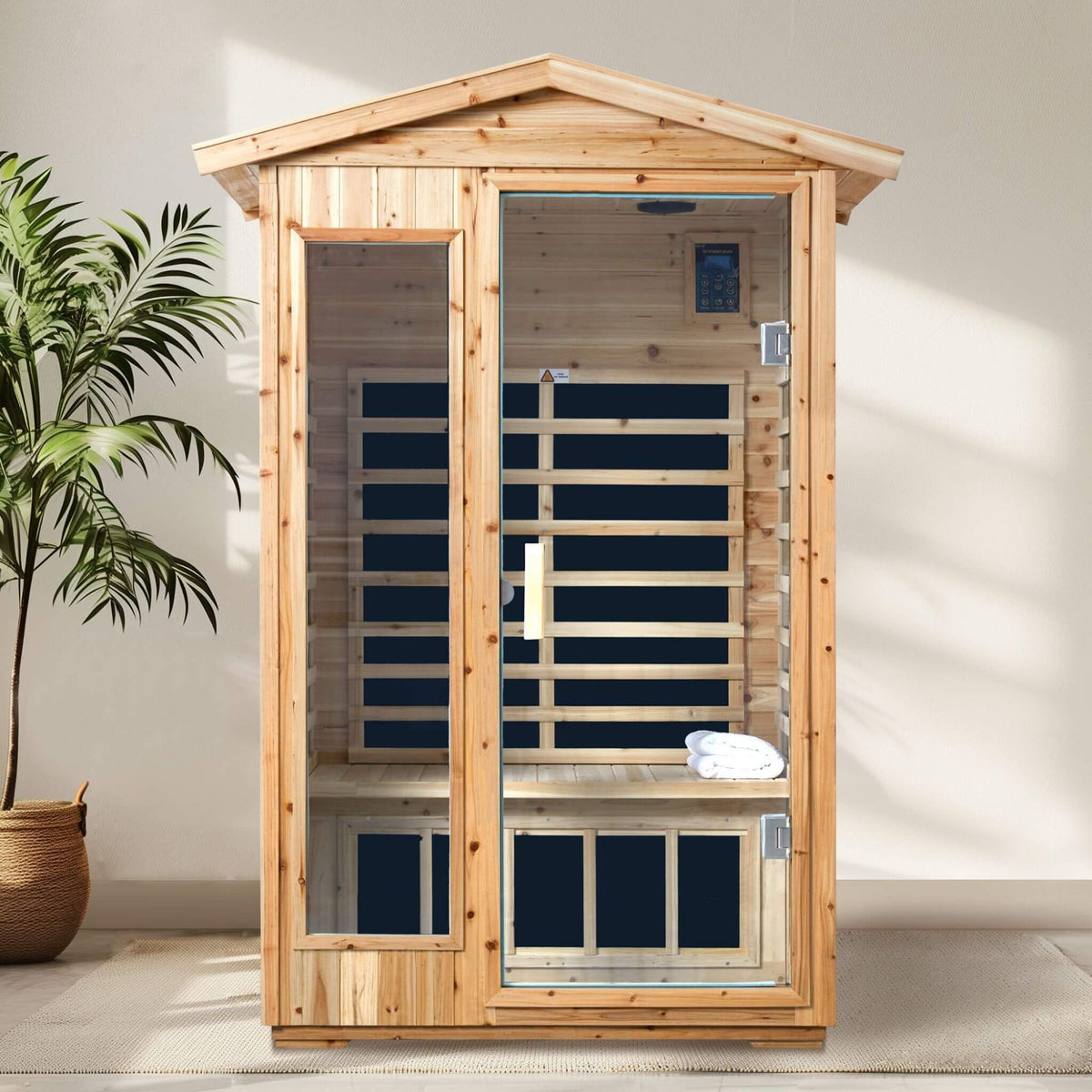Thermora Vexa 2-Person Outdoor Infrared Sauna With Bluetooth Audio And LED Lighting