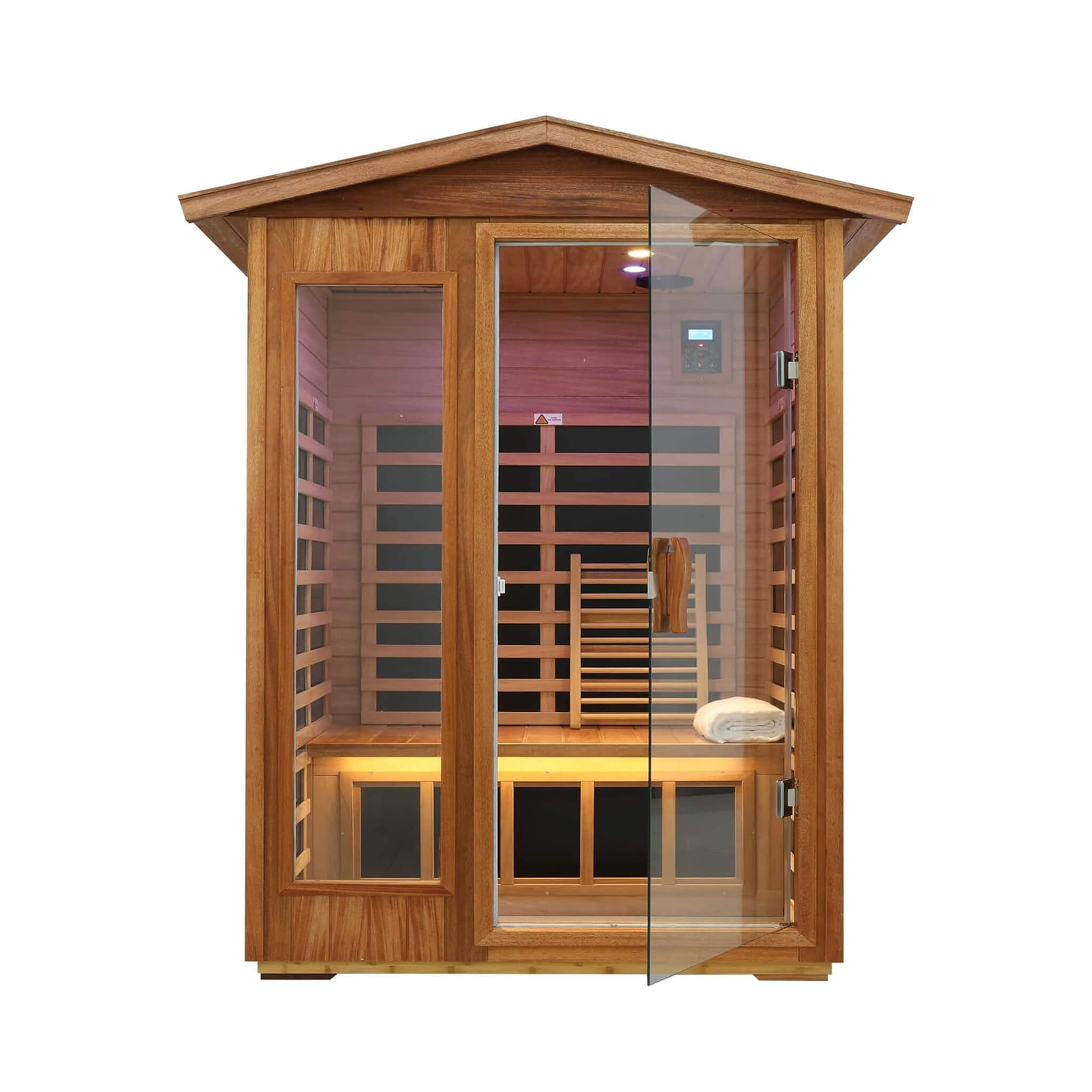 Thermora Ignis 2-Person Ultra-Low EMF Mahogany Outdoor Infrared Sauna With Bluetooth Speakers