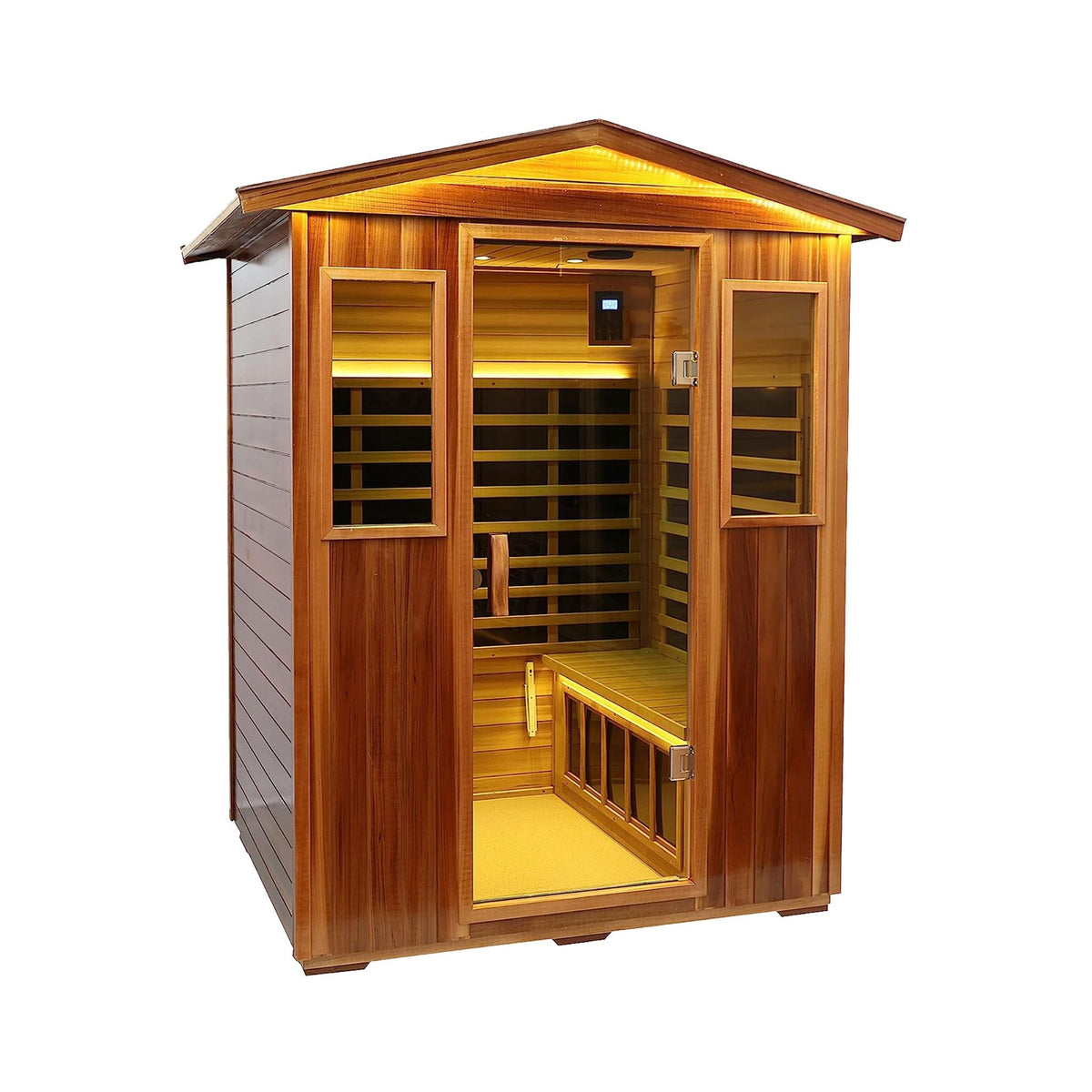 Thermora Kairo 4-Person Outdoor Infrared Hemlock Sauna With Tempered Glass Door