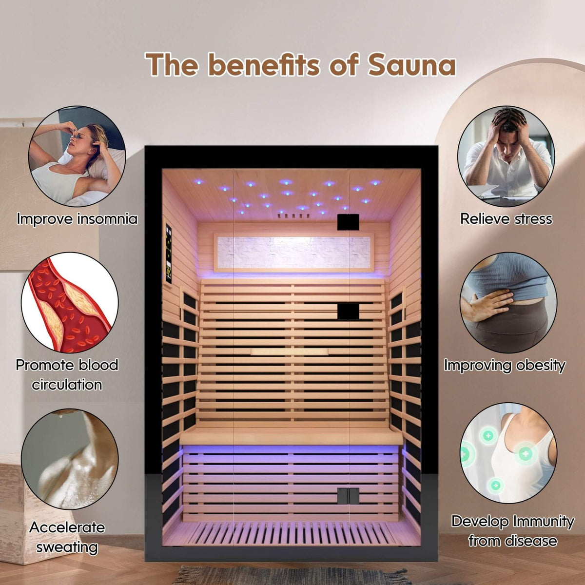Thermora Vapor Luxury 2-Person Canadian Hemlock Wood Far Infrared Home Sauna