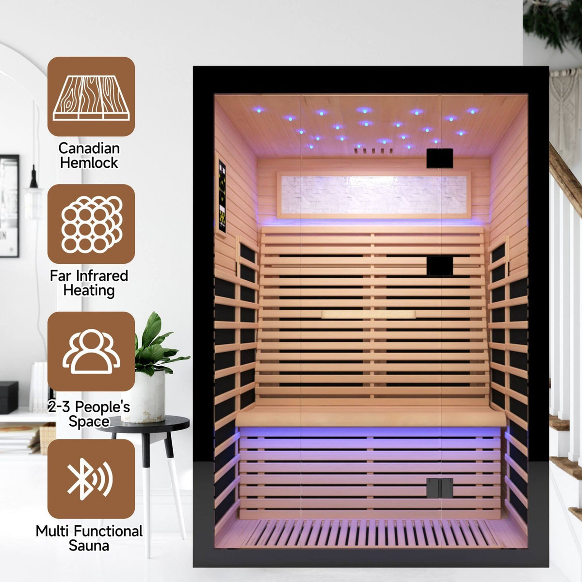 Thermora Vapor Luxury 2-Person Canadian Hemlock Wood Far Infrared Home Sauna