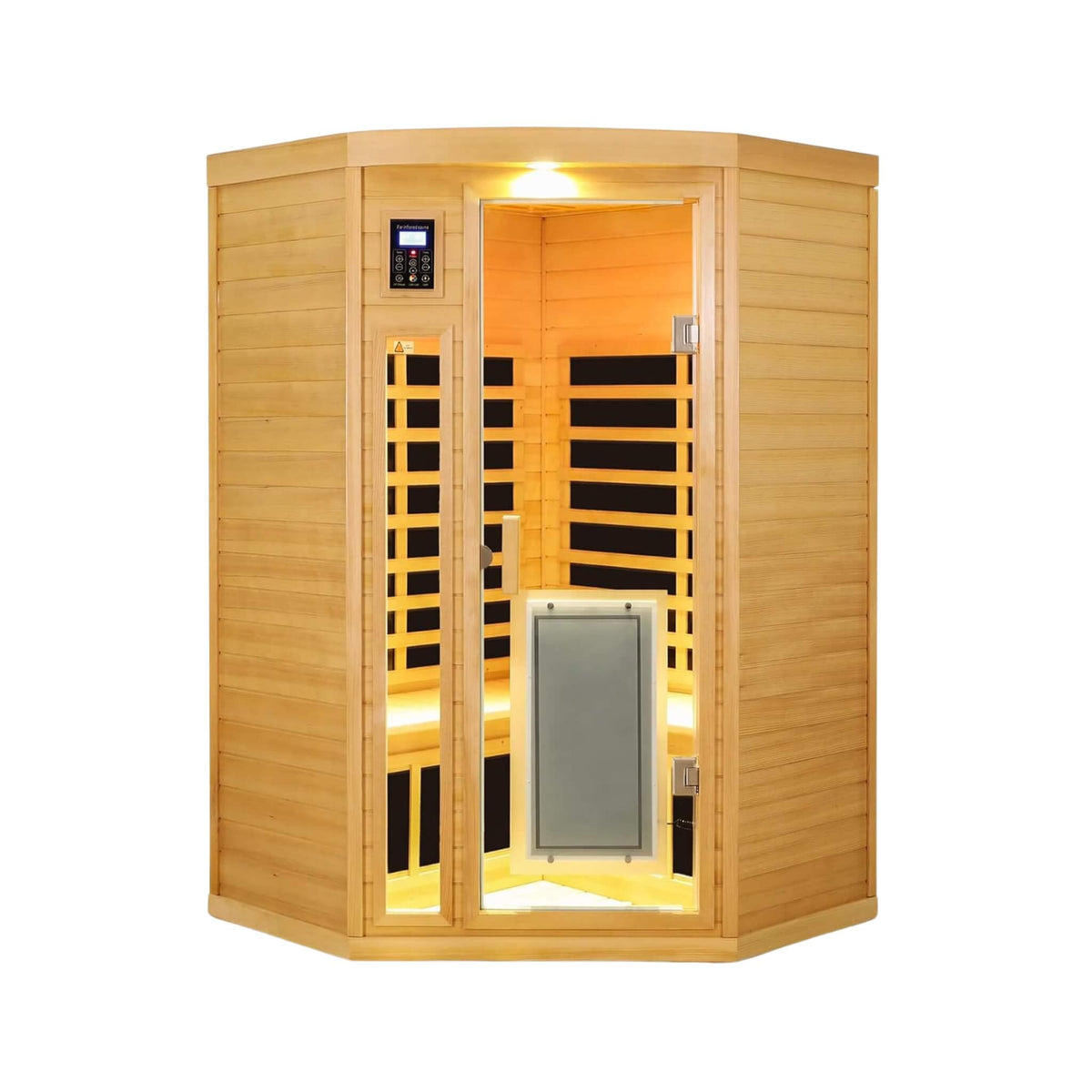 Thermora Laurent Premium 2-Person 1600W Corner Space Infrared Wooden Sauna Room With Bluetooth Speakers