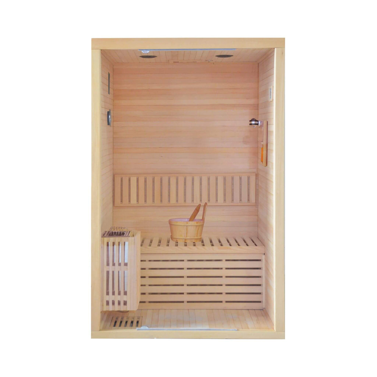 Thermora Alpine Premium 2-Person 3KW Hemlock Wood Sauna With LED Wall Light