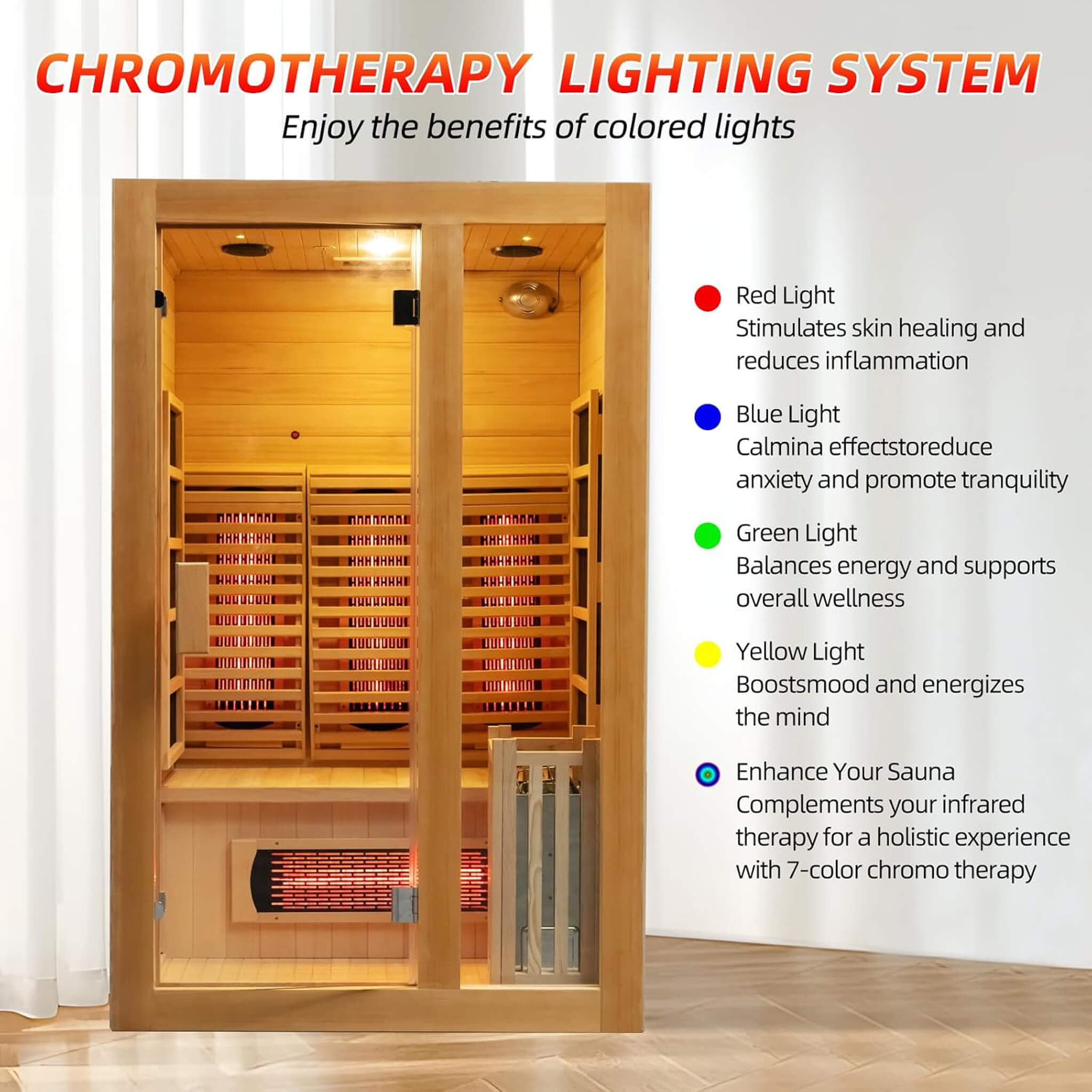 Rövia Luma 2-Person Indoor Hybrid Sauna Room With Infrared And 3.5KW Steam Heater [Made-To-Order]