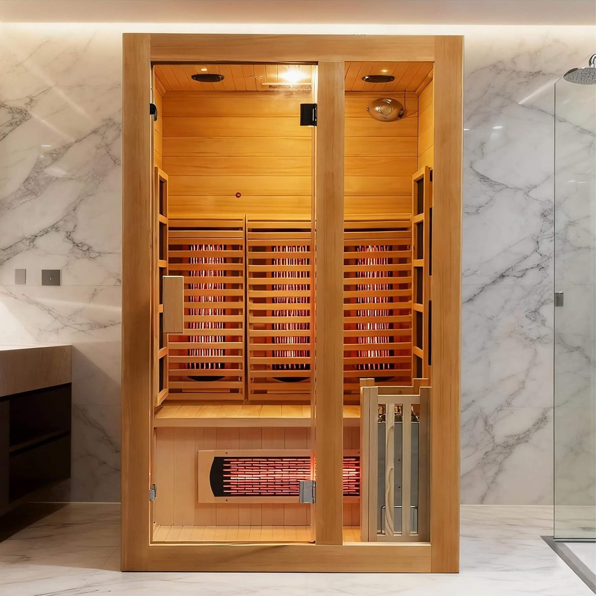 Rövia Luma 2-Person Indoor Hybrid Sauna Room With Infrared And 3.5KW Steam Heater [Made-To-Order]