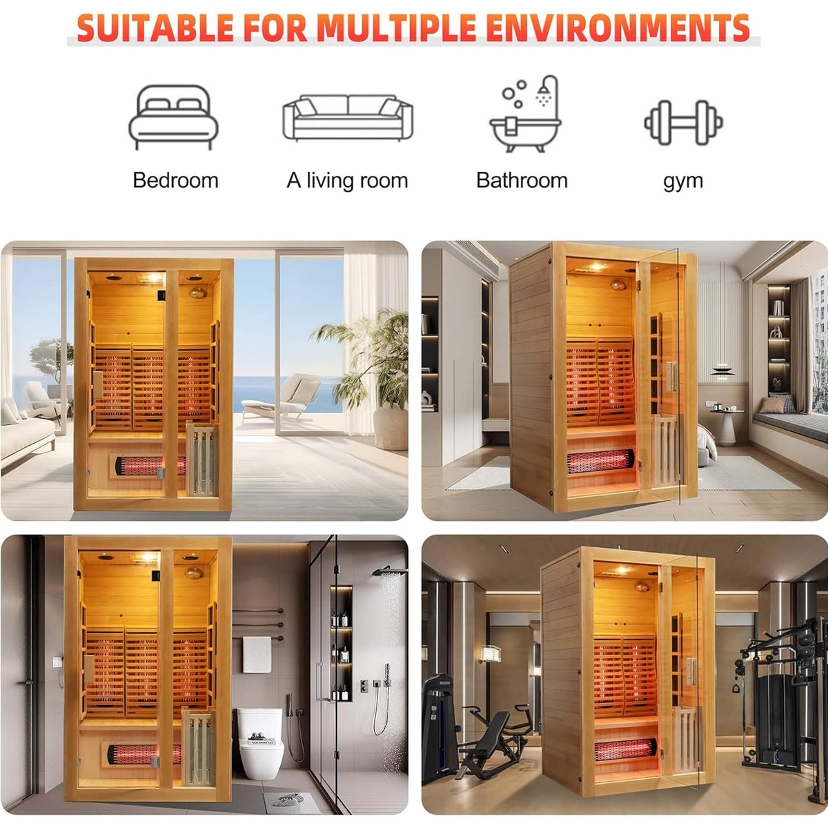Rövia Luma 2-Person Indoor Hybrid Sauna Room With Infrared And 3.5KW Steam Heater [Made-To-Order]