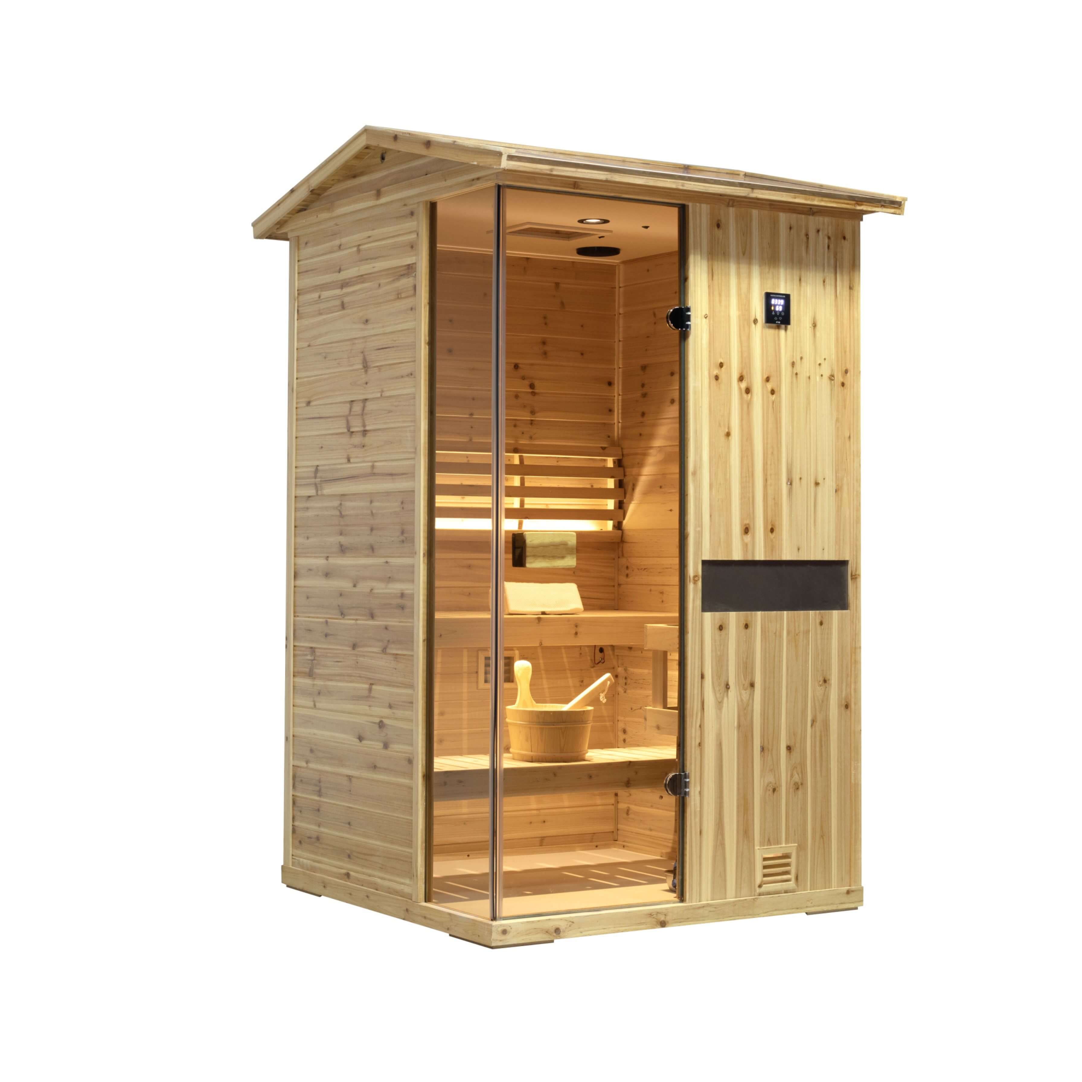 Thermora Arctic Premium 2-Person Outdoor Wooden Steam Sauna Room With Smart Control Panel And Bluetooth Audio