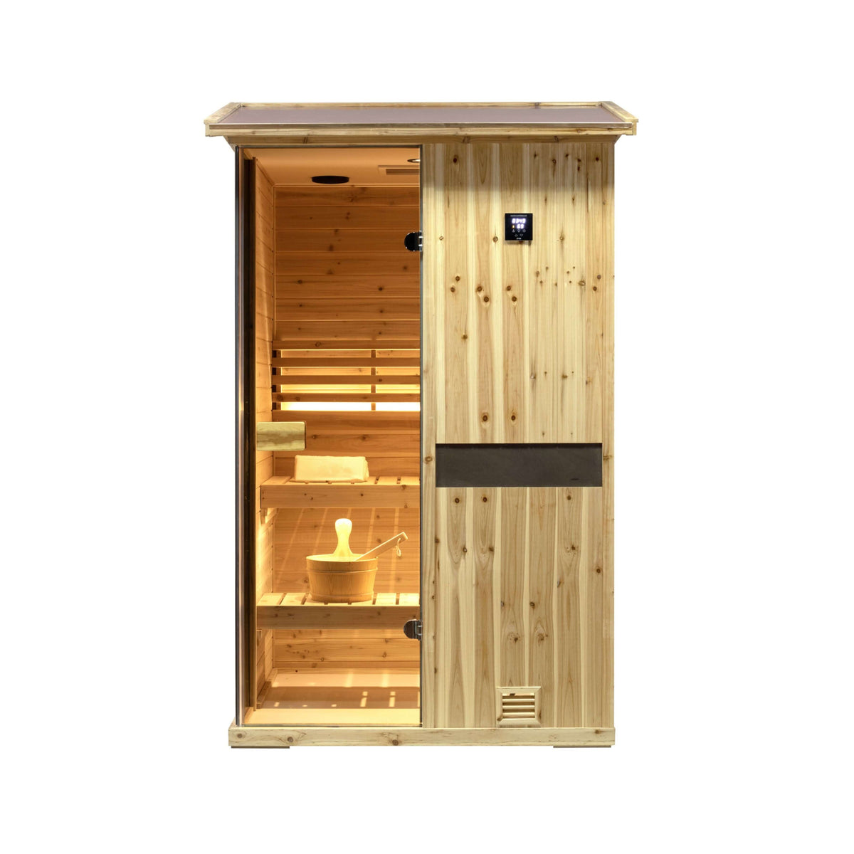 Thermora Arctic Premium 2-Person Outdoor Wooden Steam Sauna Room With Smart Control Panel And Bluetooth Audio